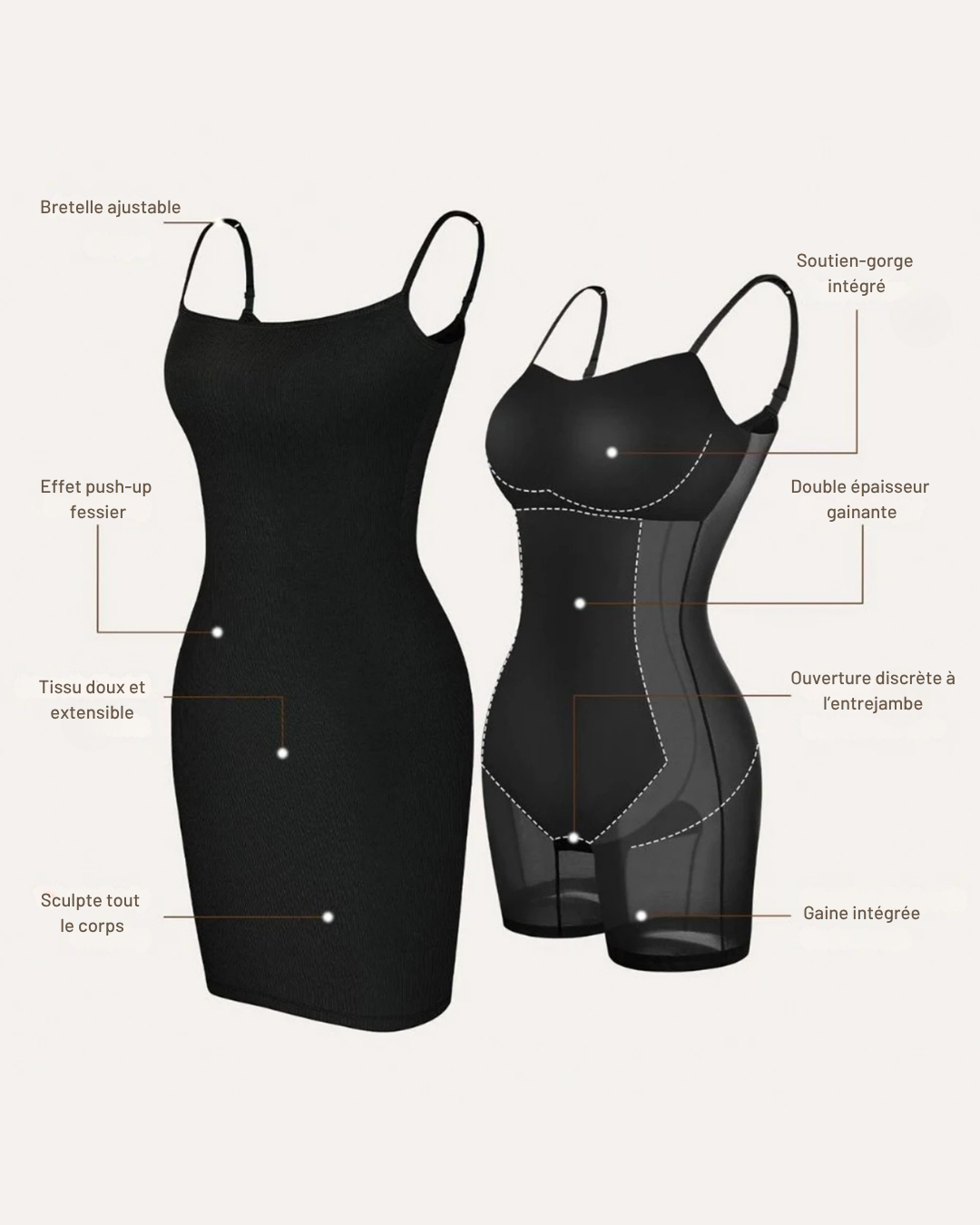 Robe Bretelle Gaine Intégrée - Silhouette Sculptée