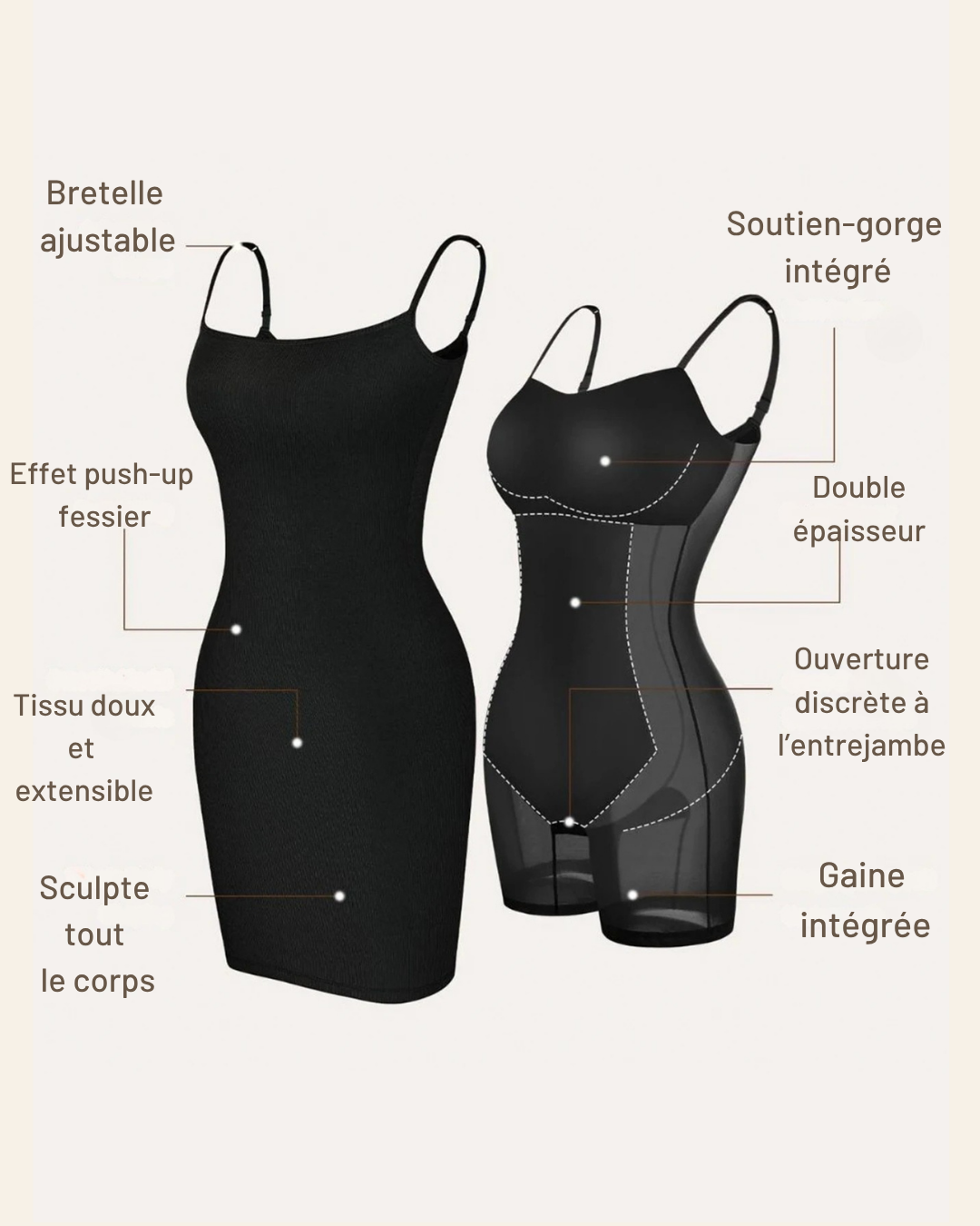 Robe Bretelle Gaine Intégrée - Silhouette Sculptée