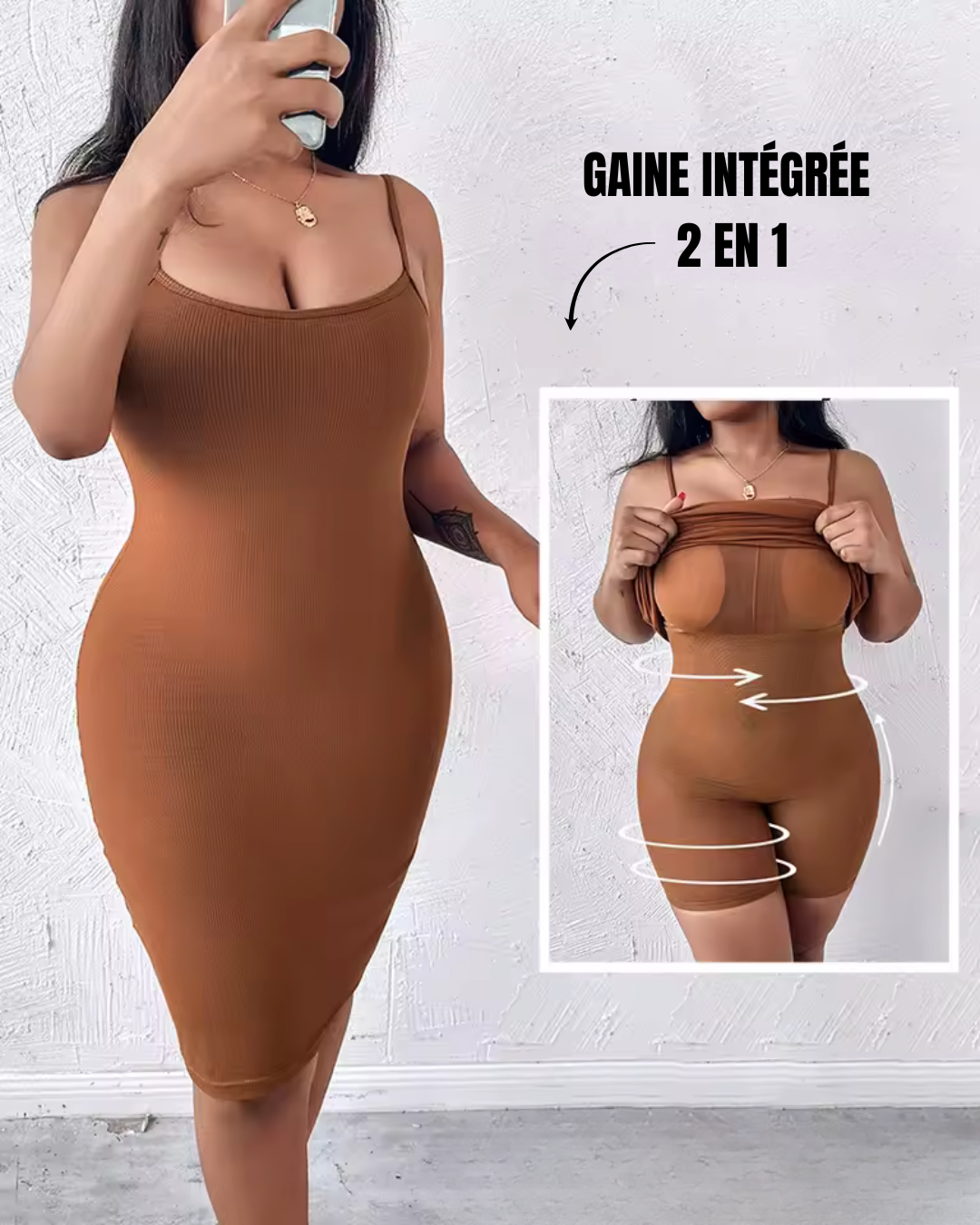 Robe Bretelle Gaine Intégrée - Silhouette Sculptée