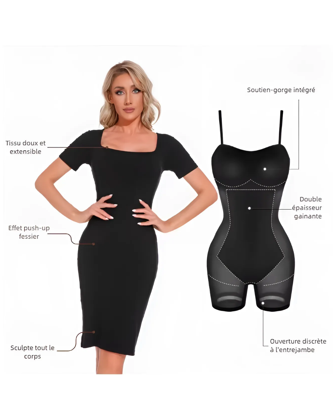 Robe Gaine Intégrée – Silhouette Sculptée