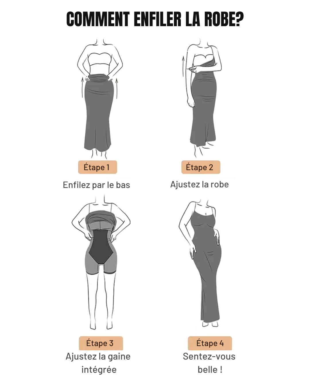 Robe Bretelle Gaine Intégrée - Silhouette Sculptée