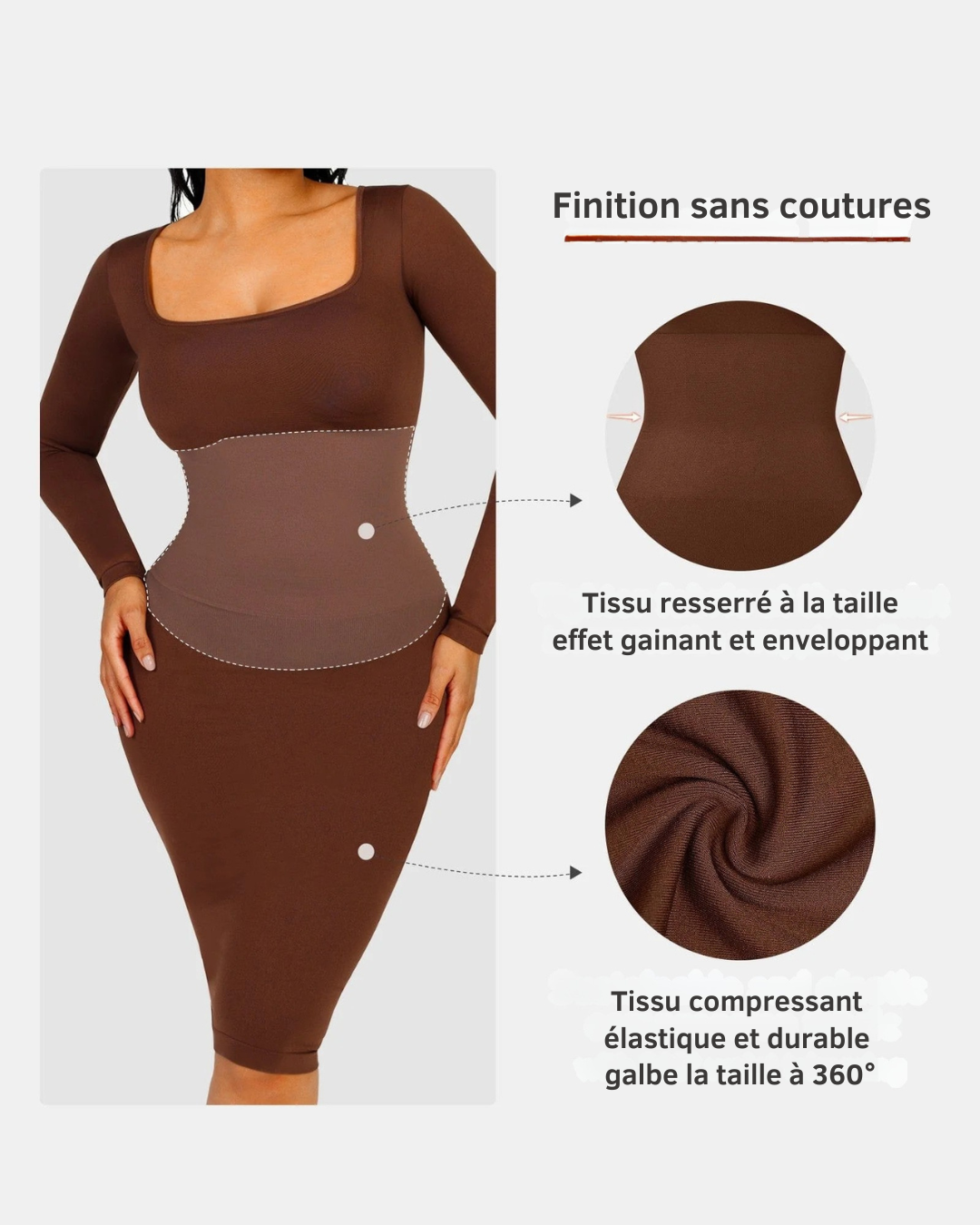 La Robe Léa — Col Carré · Gaine Seconde Peau
