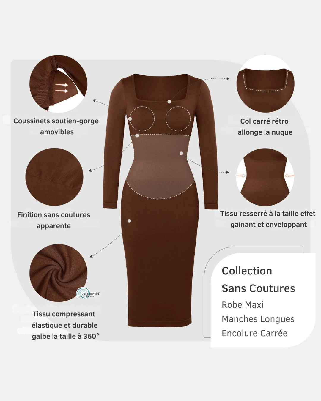 La Robe Léa — Col Carré · Gaine Seconde Peau