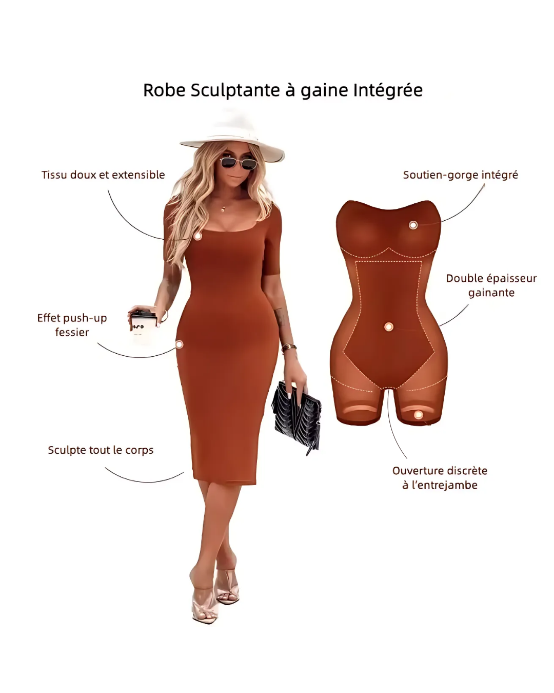 Robe Gaine Intégrée – Silhouette Sculptée