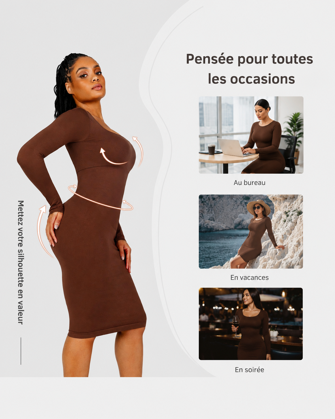 La Robe Léa — Col Carré · Gaine Seconde Peau