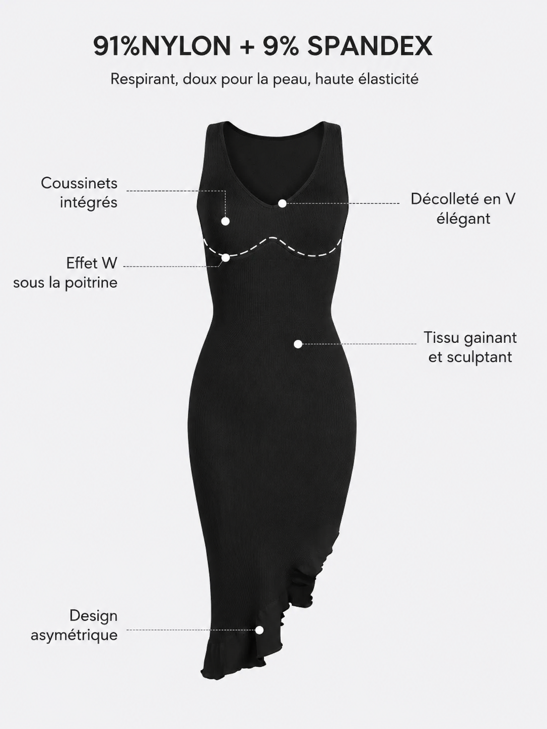 La Robe Victoria — Asymétrique · Gaine Seconde Peau